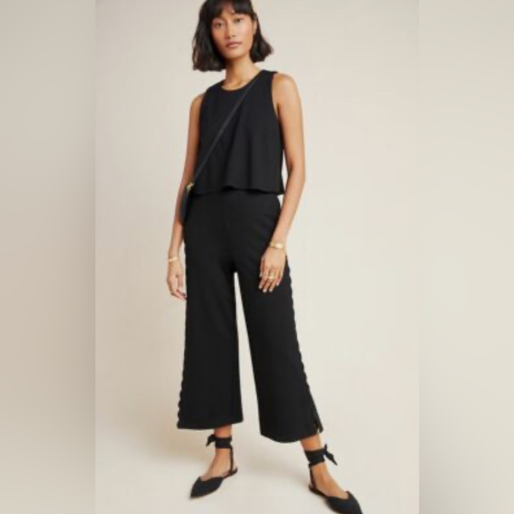 Anthropologie Black Sleeveless Wide-Leg Jumpsuit